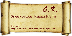 Oreskovics Kasszián névjegykártya